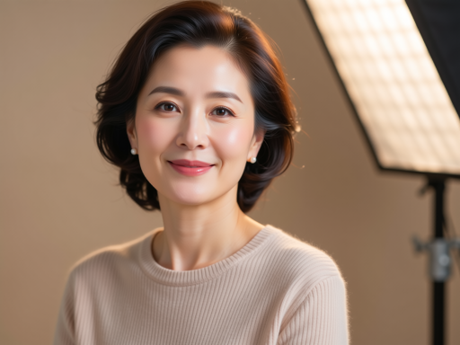 三十五岁左右女性咨询师头像，穿淡色衬衫，室内背景，温和表情